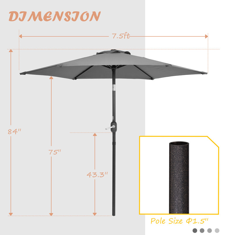 Parasol de marché 7,5 pi Blaise, Gris
