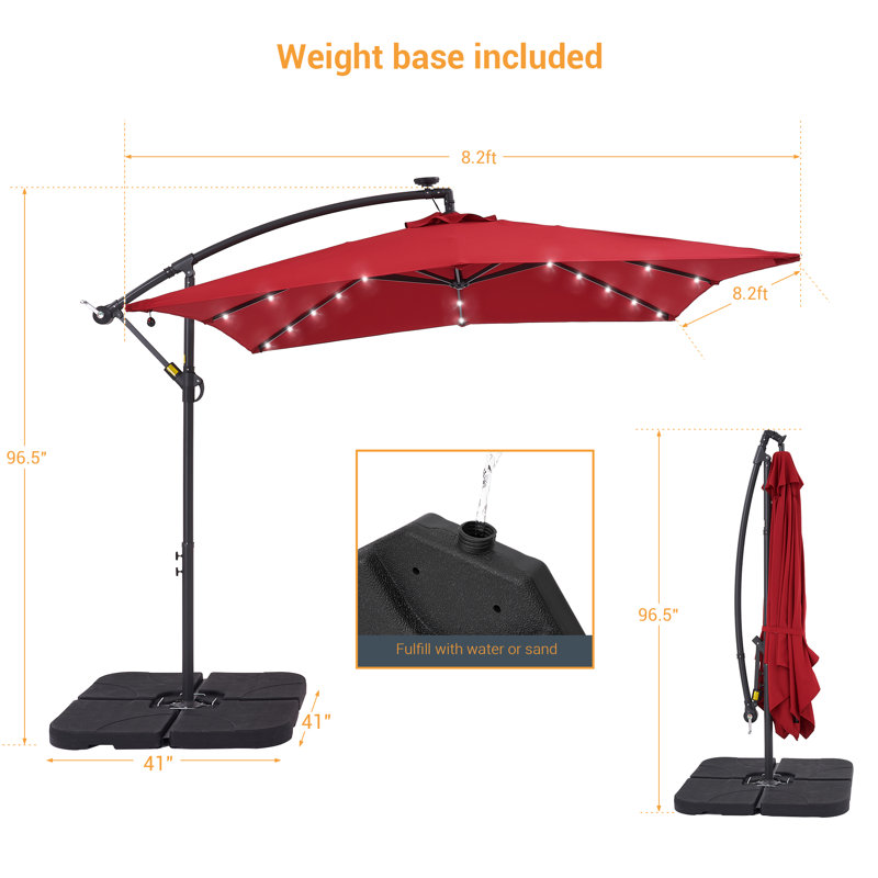 Parasol en porte-à-faux 98,4 po Dannii-Leigh, Rouge