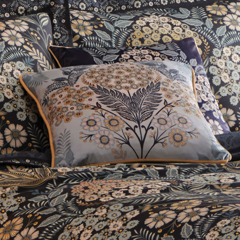 Charlee Floral Navy Square Throw Cushion With Filling