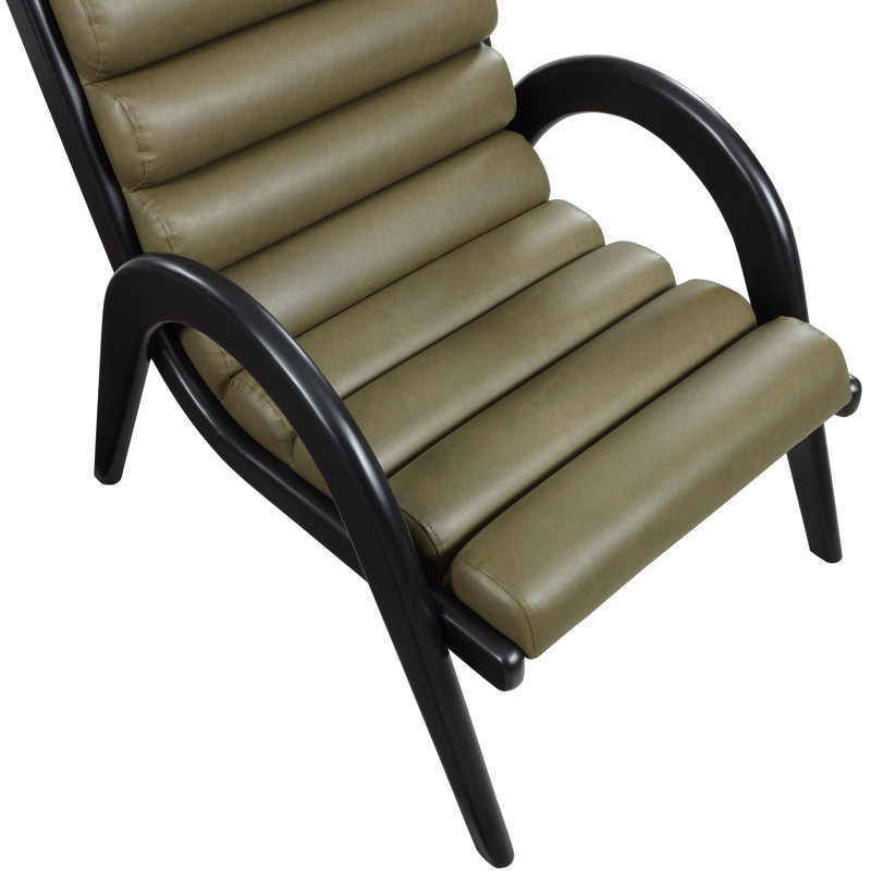 Fauteuil d'appoint en cuir Randal, Cuir olive végétalien, Noir, noir, noir, noir