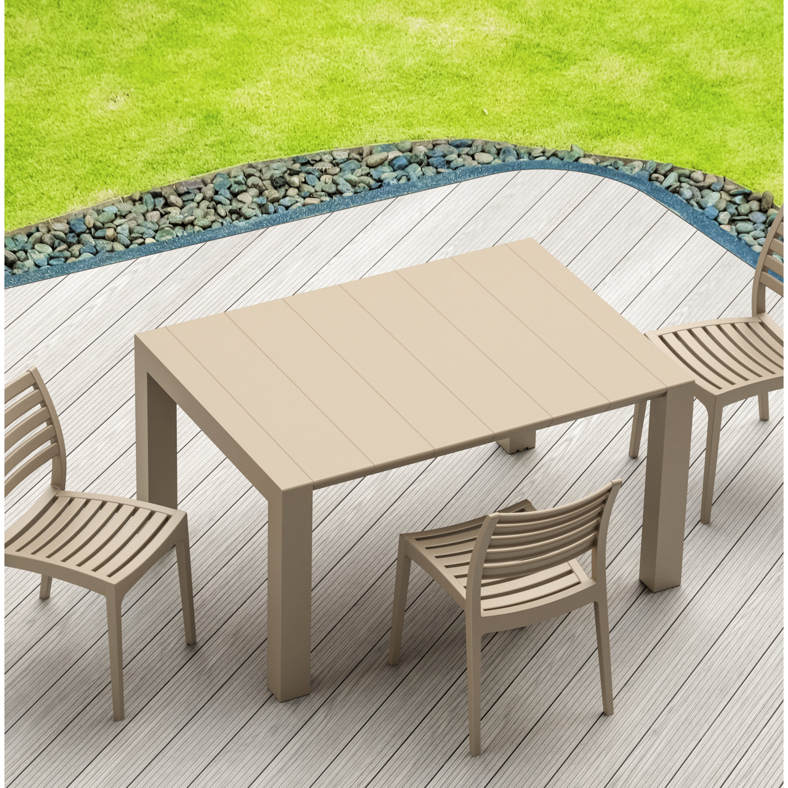Farrah 39'' Extendable Plastic / Acrylic Outdoor Dining Table, Dove Gray