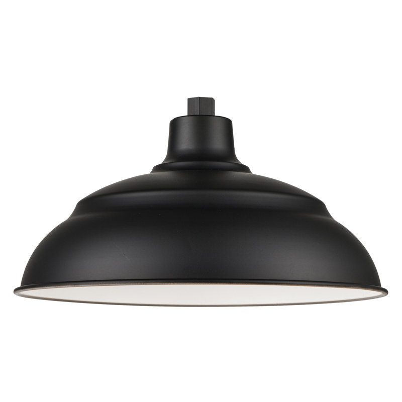 Abat-jour de luminaire suspendu en métal (à visser), H 8,25 po x l 14 po x P 14 po, Noir satiné