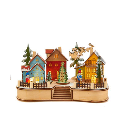 Kurt Adler 7.08-Inch Battery-Operated Village Musical LED House with Motion