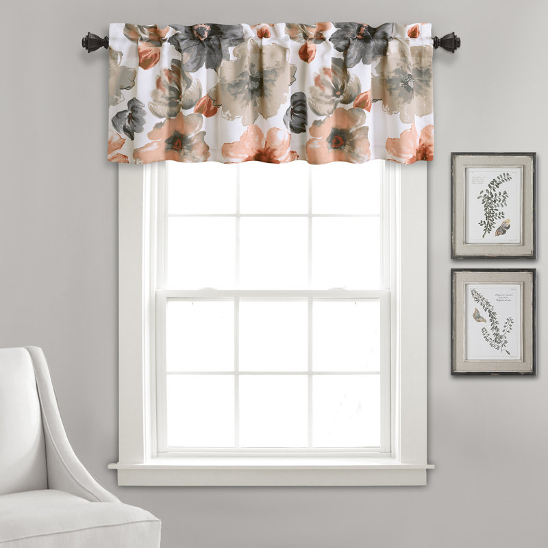 Lush Decor Leah Floral Single Window Valance, Coral