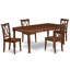 Cet ensemble de salle à manger moderne 5 pièces comprend une table rectangulaire en bois avec un papillon et 4 chaises de salle à manger en acajou-454081000-504888705-468735522
