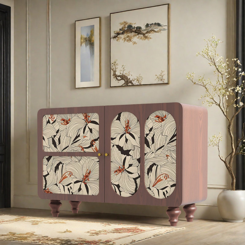 Armoire de rangement Vintage Floral, Noyer