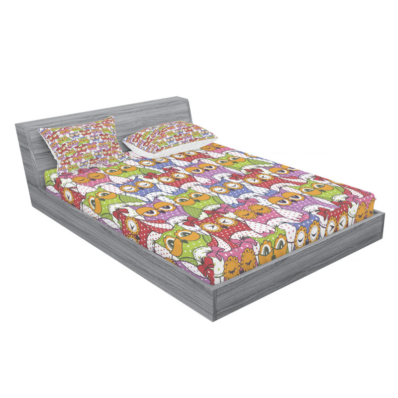 Microfiber Polka Dots Sheet Set, Queen Sheet Set with Fitted Sheet