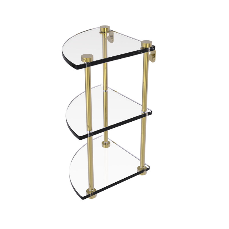 Gober 3 Piece Triangle Corner Shelf, Unlacquered Brass