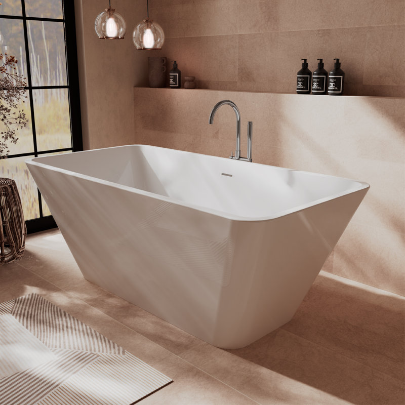 Baignoire de trempage autoportante en acrylique avec drain 2 po. 59 po. X 29 1/2 po. Harmony-T