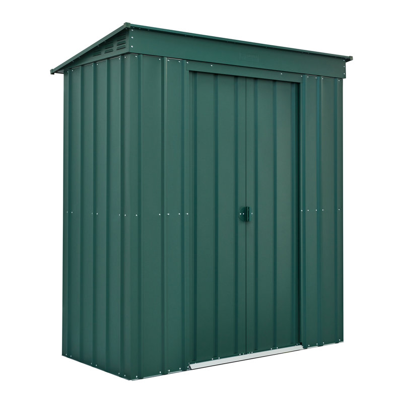Globel 6 X 3 Pent Grey Metal Shed, Green