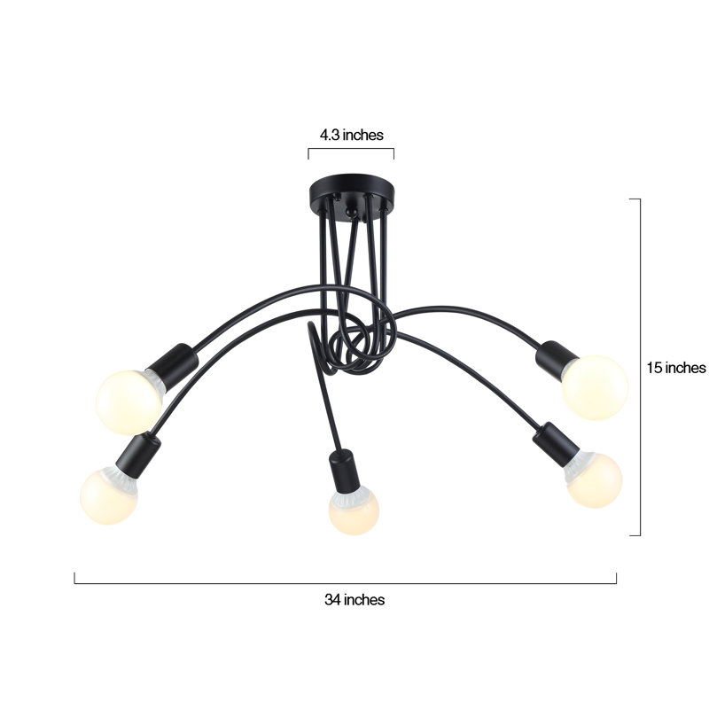 Plafonnier semi-encastré 5 lumières 34 po Faithmarie