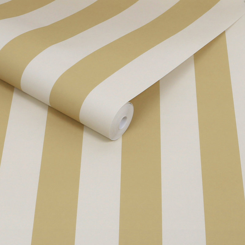 Martha Stewart Classic Stripe Antique Gold Wallpaper, Gold