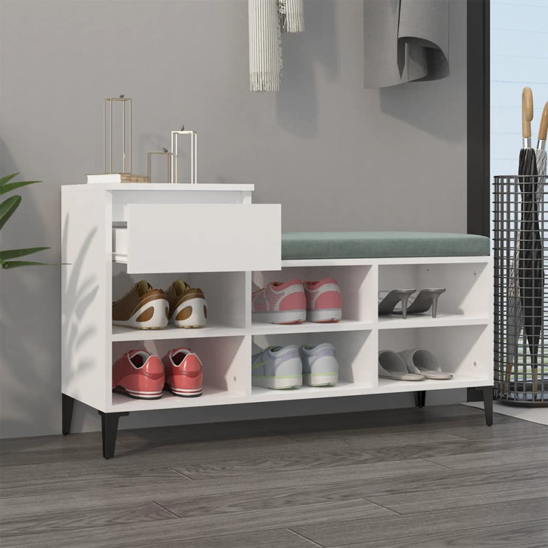 6 Pair Shoe Storage Cabinet, High Gloss White
