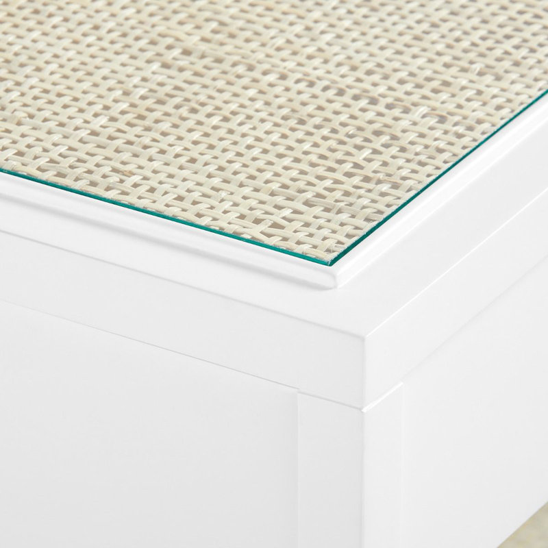 Caanan Glass End Table, White