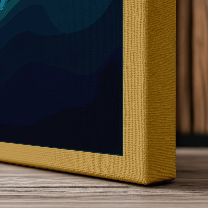 Whale Rising Coastal - Wrapped Canvas, 30x20 - 76.2 x 50.8 cm, Ochre Border