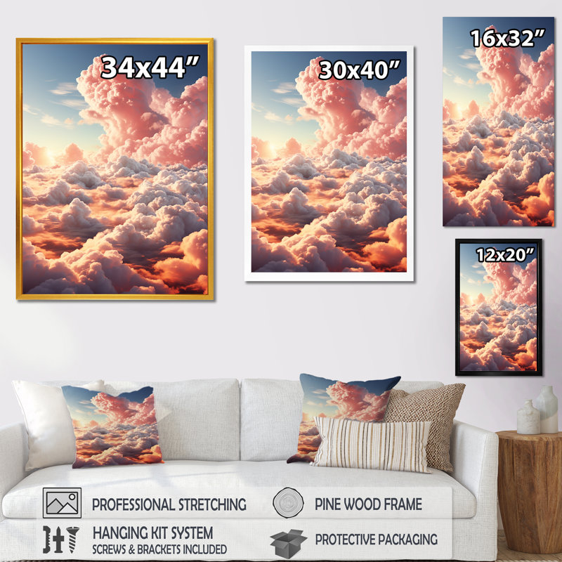 Toile panoramique Horizon IV - ciel, art mural, H 40 po x l 30 po x P 1,5 po, Cadre flottant doré