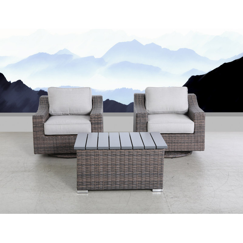 Ensemble de conversation pour 2 personnes avec coussins Menkar Wicker