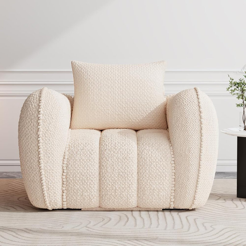 Fauteuil à billes surdimensionné et canapé simple Pumpkin Design, Fil beige bouclé