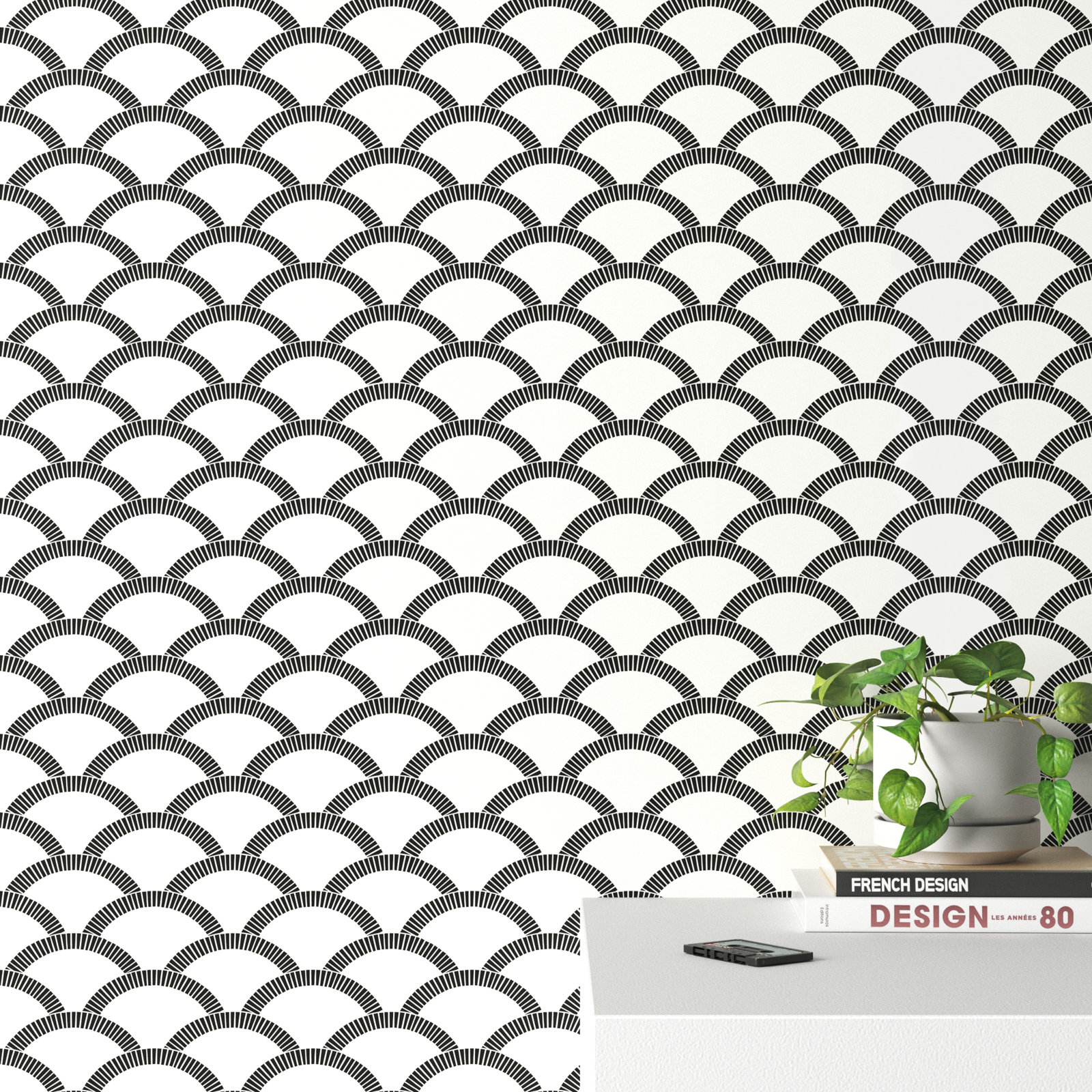 Julietta Self-Adhesive Wallpaper Roll, Black/Cream, 3.5 kg