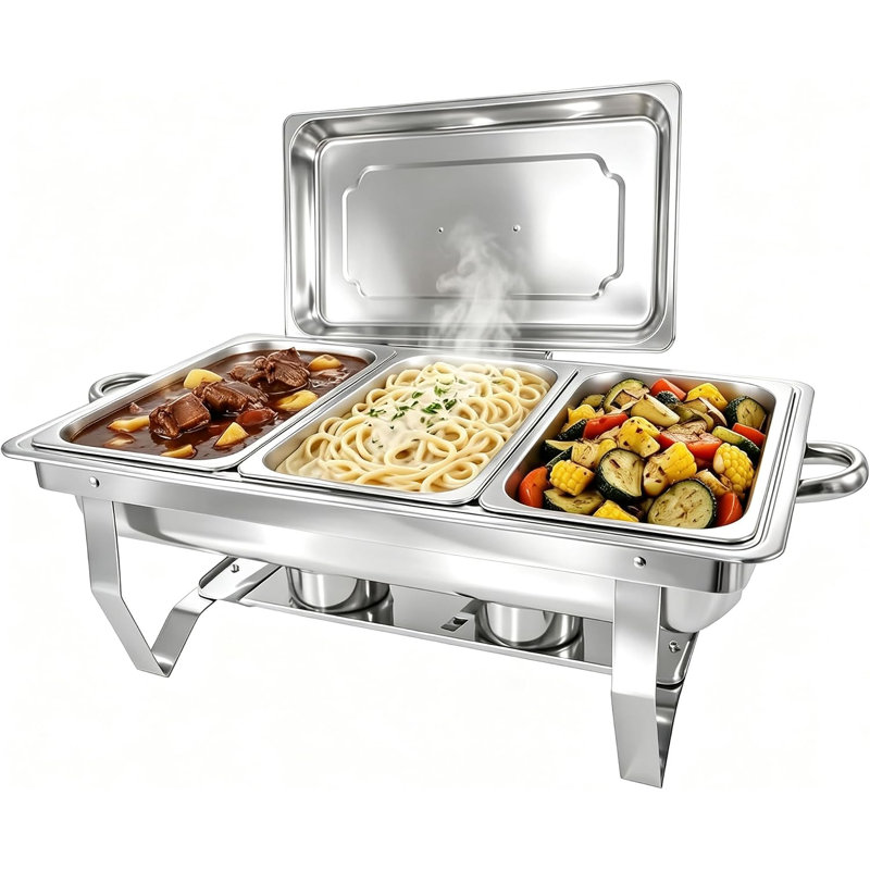 Stainless Steel Chafing Dish Buffet Set with 3  Food Pans