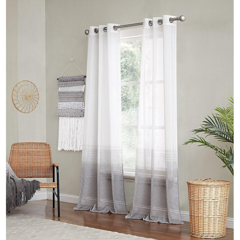 Facundo Semi Sheer Curtain Pair, Gray