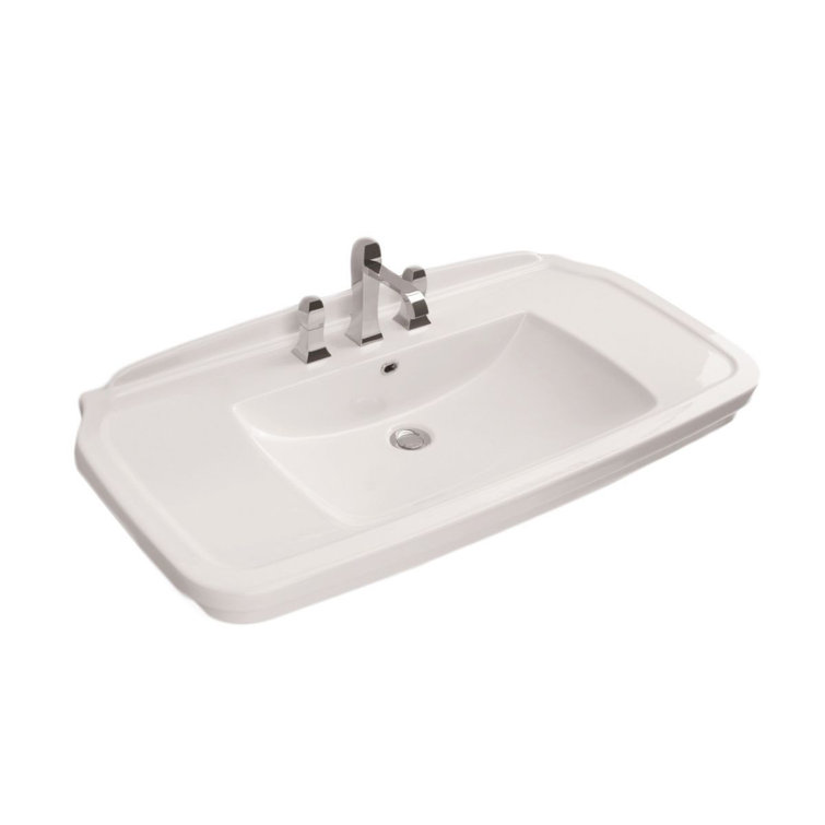 WS Bath Collections Nova 19.7'' White Ceramic Rectangular Bathroom Sink with Overflow