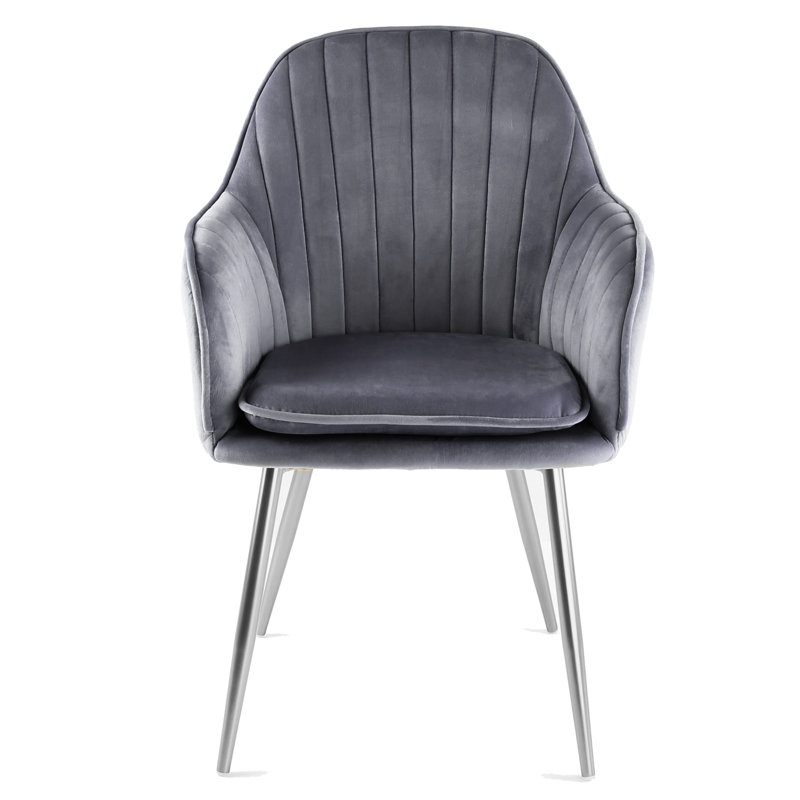 Ariella Velvet Armchair, Dark Grey, Silver