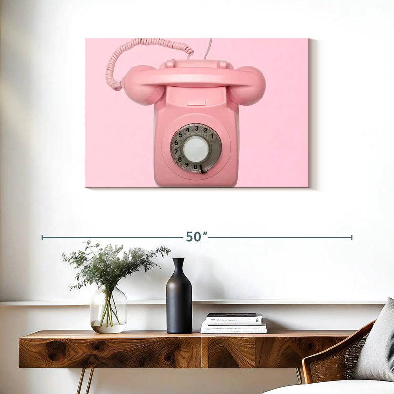 Téléphone rotatif rose Kerner, H 24 po x l 36 po