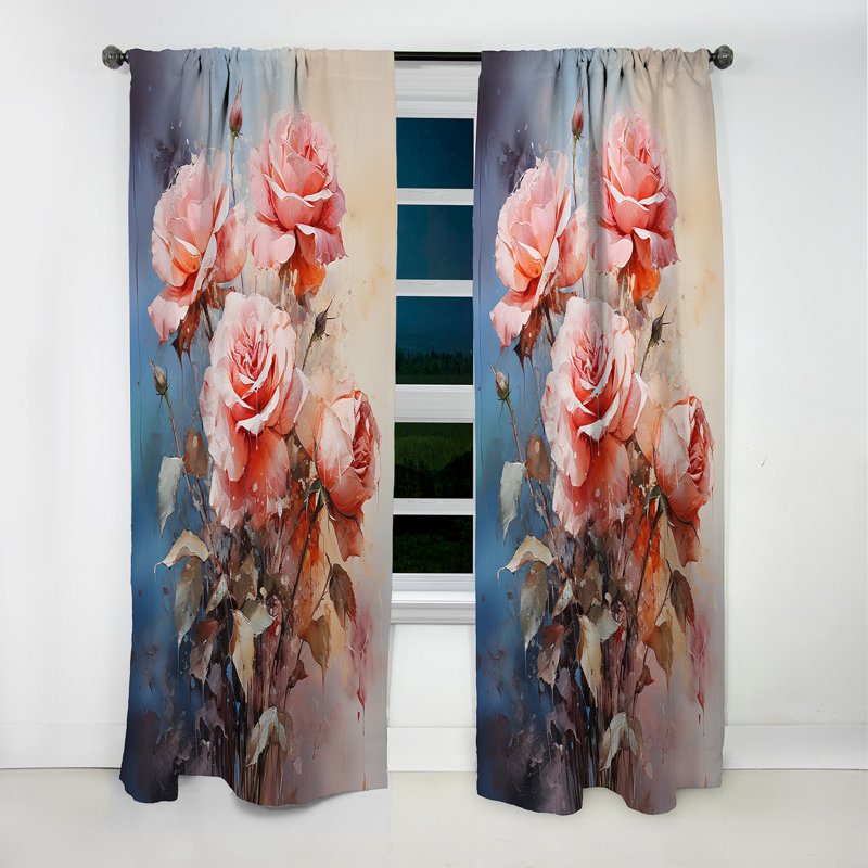 Roode - Rideau Roses - Rideau occultant à motif floral - 1 panneau, L 52 po x L 120 po