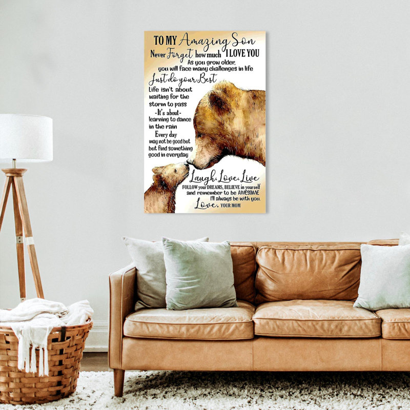 «Bear Mom to My Amazing Son I Alway Be with You Love», impression sur toile tendue, H 20 po x l 16 po x P 1,25 po