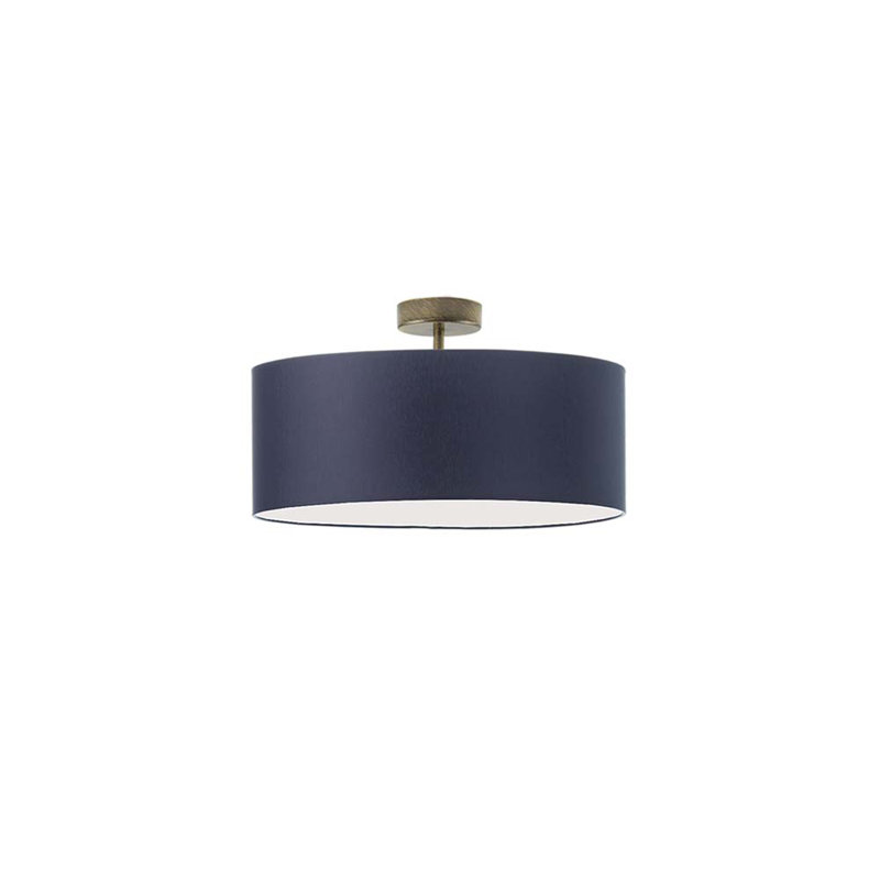 Audriona Semi Flush Mount, Navy Blue, Antique Gold, 25cm H x 30cm W x 30cm D