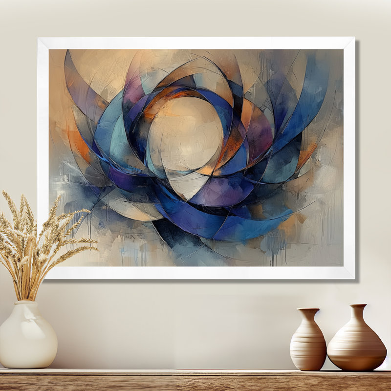 Cleobury Abstract Velvet Wreath Of Density I - Art mural couronne pour le salon, H 24 po x l 32 po, Blanc