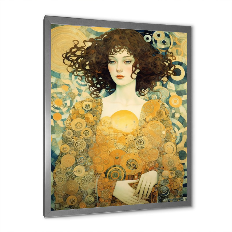 Femme chef-d'œuvre sur toile, Cadre simple argenté, H 32 po x l 16 po x P 1 po