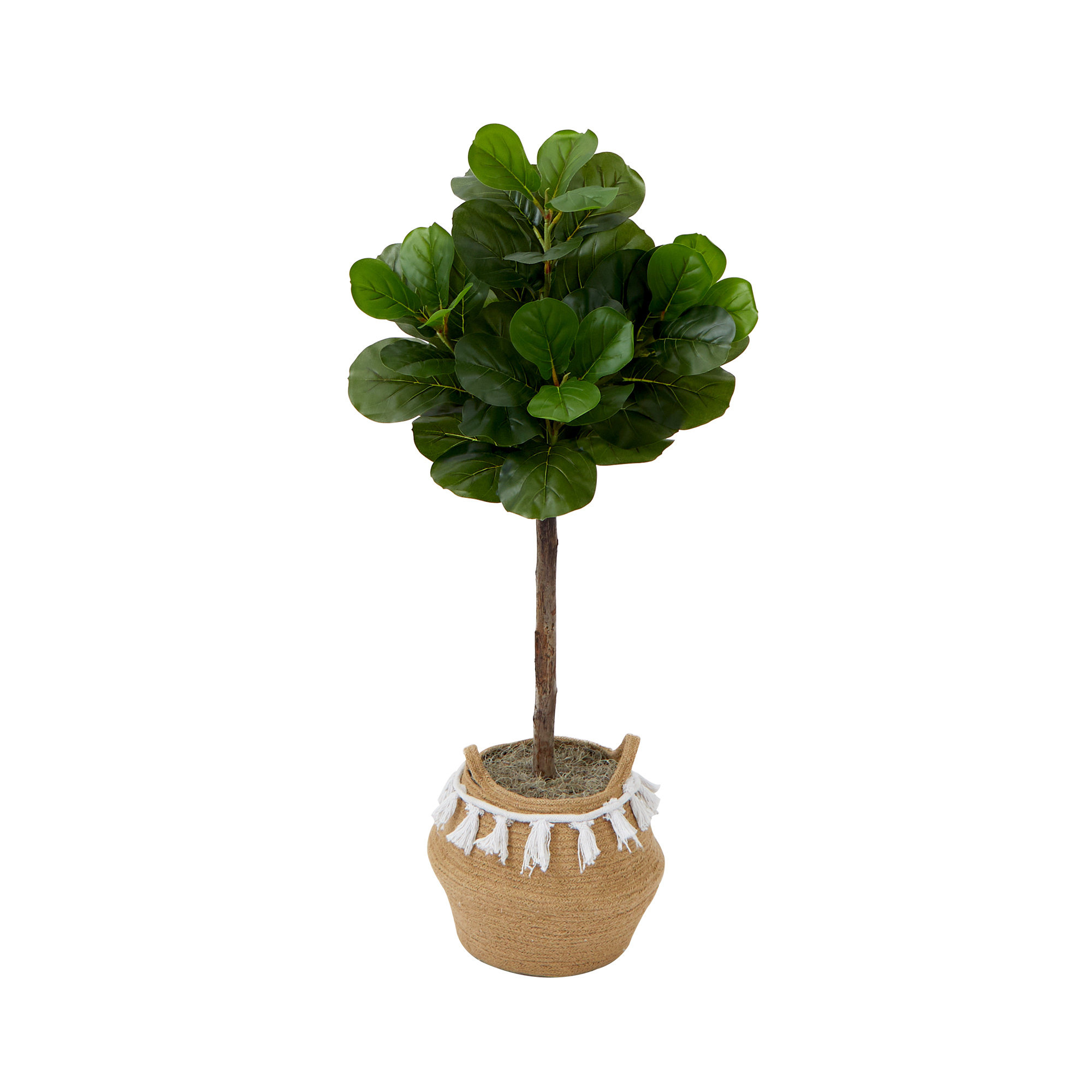 Primrue Trevino 48'' Faux Fiddle Leaf Fig Tree in Cotton Basket Wayfair