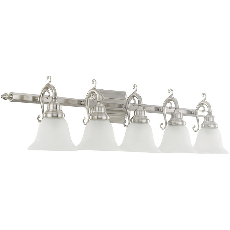 Éclairage pour salle de bain 5 lumières, Nickel brossé