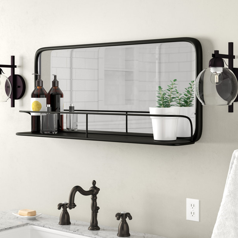 Miroir d'appoint moderne et contemporain avec tablettes Redrow, Noir