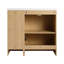 Ensemble de meuble-lavabo simple sur pied 36 po avec lavabo supérieur en résine gauche, meuble-lavabo sur pied avec porte à fermeture en douceur et tablettes-749412578