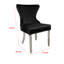 Ensemble de 2 chaises de salle à manger Anova, garniture de rivets, acier inoxydable argenté, tissu noir-117664614