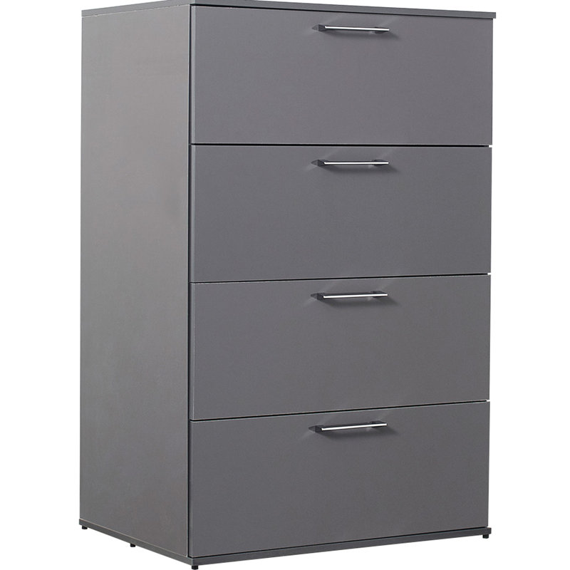 Commode de rangement grise foncée avec teinture, tiroir extra profond et fabrication élégante