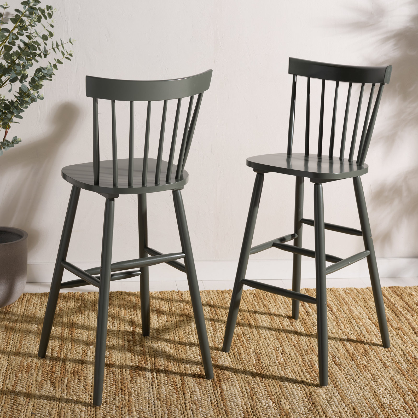 Stacee Solid Wood Bar & Counter Stool, Bar Stool (29" Seat Height), Dusty Green