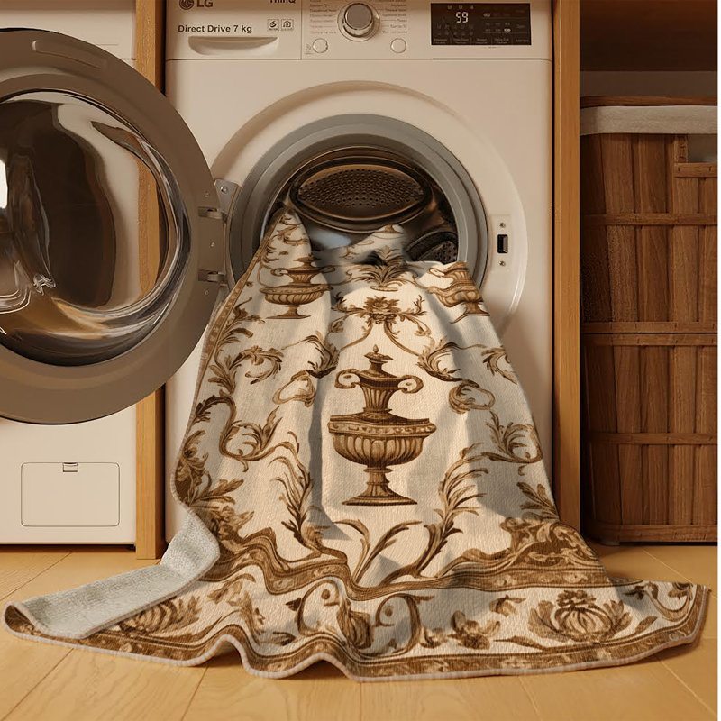 Tapis brun français lavable à la machine, Rectangle 3 pi x 5 pi