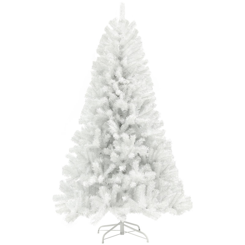 Arbre de Noël artificiel blanc 6 pi, décor des Fêtes avec base en acier, 7.5'