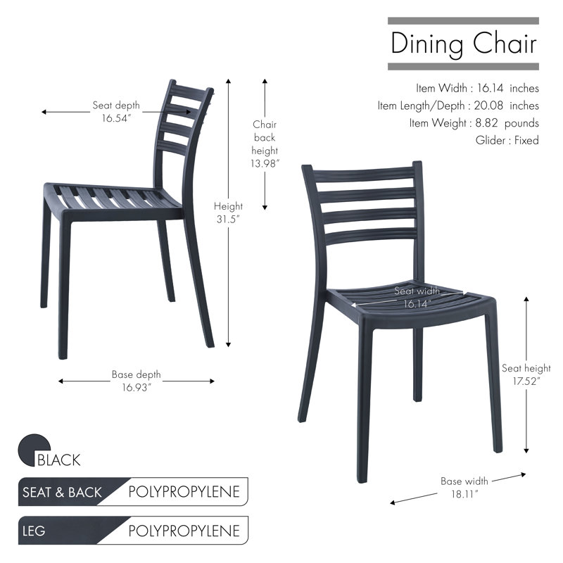 17.52'' H Stacking Side Chair, Black, 4