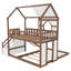 Lit superposé cabane en bois massif avec glissade et escalier de rangement-1069909885