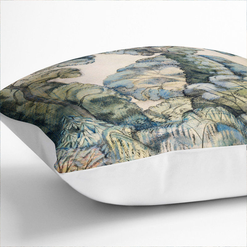 Trees In Bird Garden Square Throw Cushion, 40cm H x 40cm W x 15cm D, White