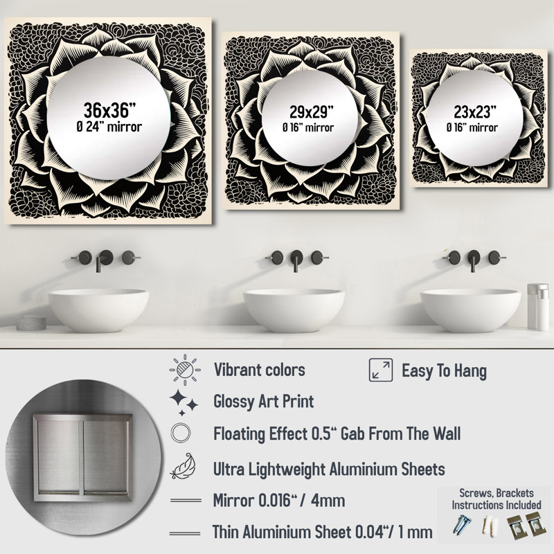 Decorius - Succulent Square Mirror Wall Decor For Bedroom, 23" x 23"