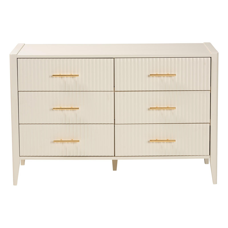 Commode 6 tiroirs Wooley, Ivoire ivoire