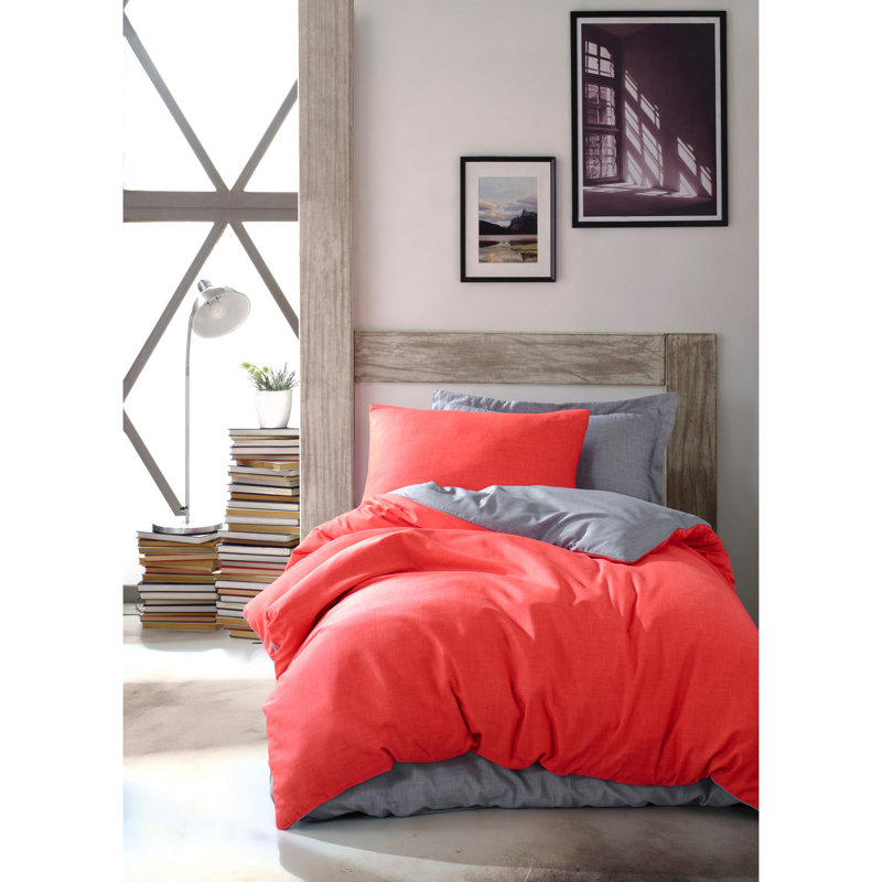 Ensemble de housse de couette en mélange de coton Gicel, Rouge, Housse de couette 61 po x 87 po + 1 taie d'oreille