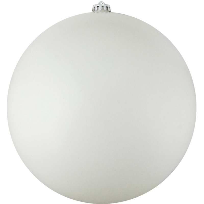 Ornement boule de Noël incassable , H 10 po x l 10 po x P 10 po, Blanc mat