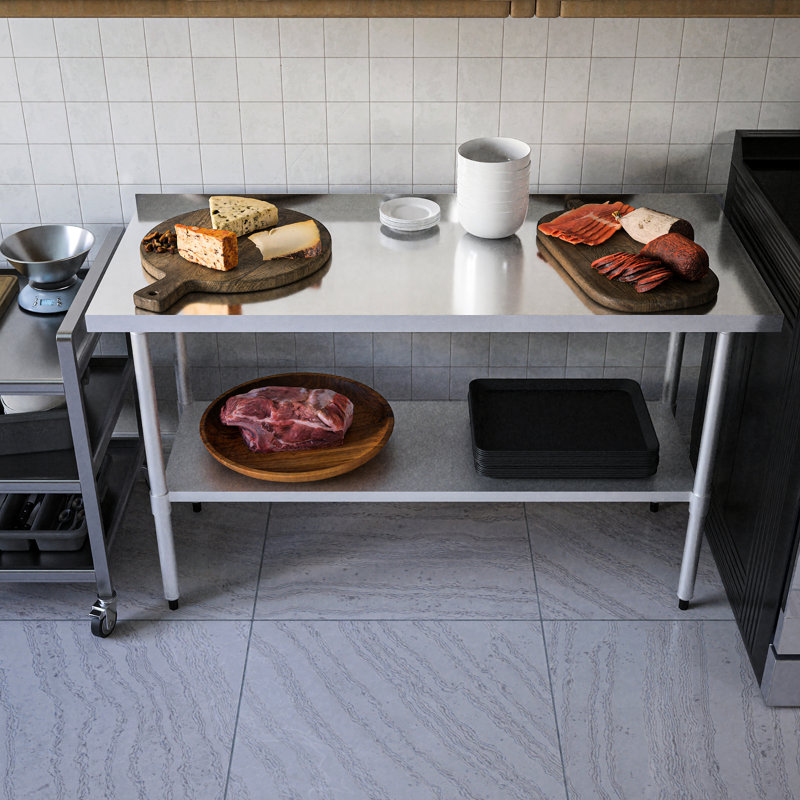 Table de préparation en acier inoxydable 24 X 60 - Réglable sous la tablette - Pour la cuisine, la maison, le restaurant et l'hôtel